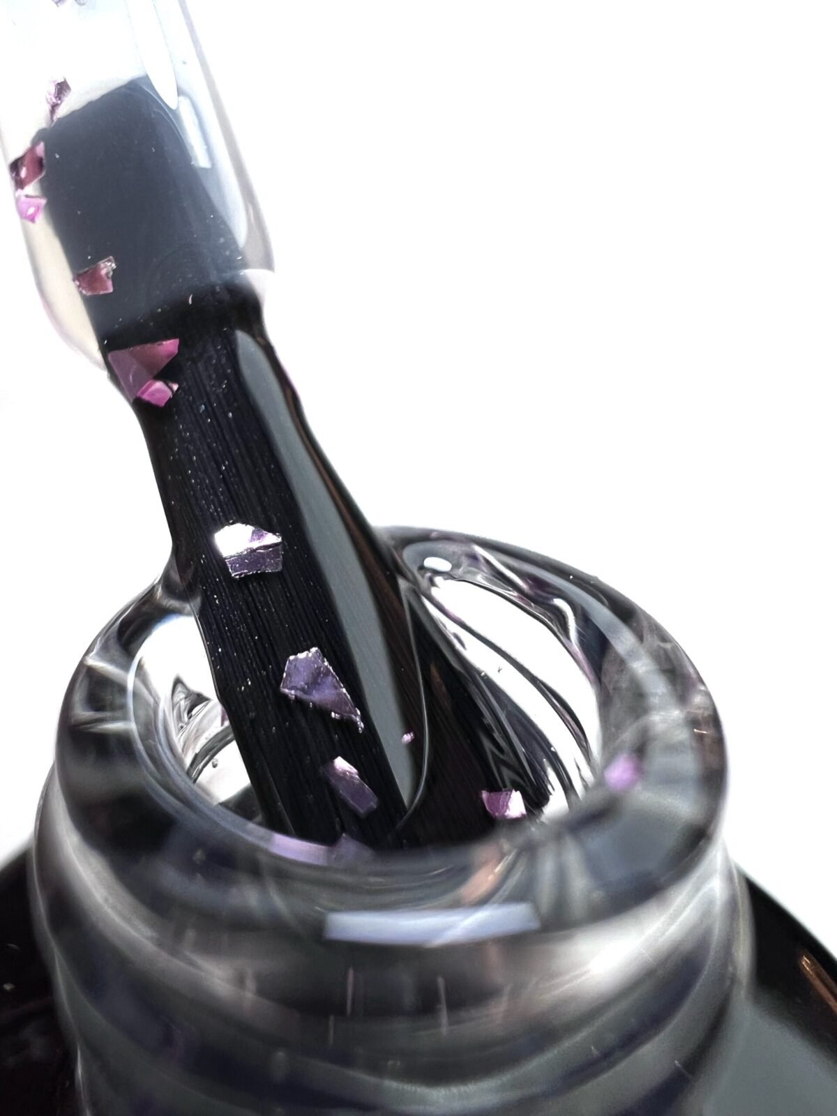 Gēla lakas virskārta (top coat), "FLAKES PINK", 12 ml - Image 3