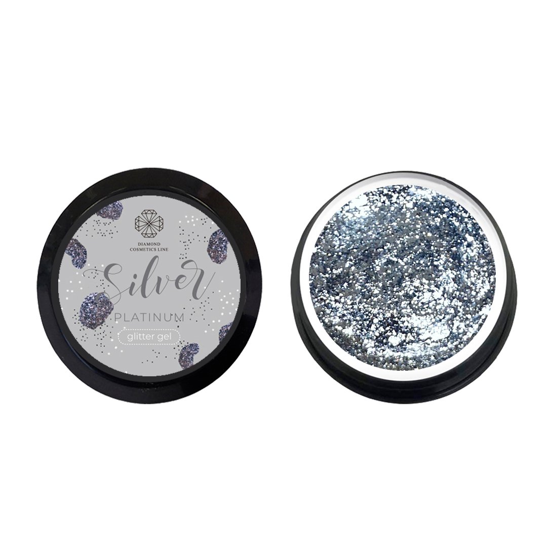 Spīdīgs gēls “Glitter gel” Silver 5 ml