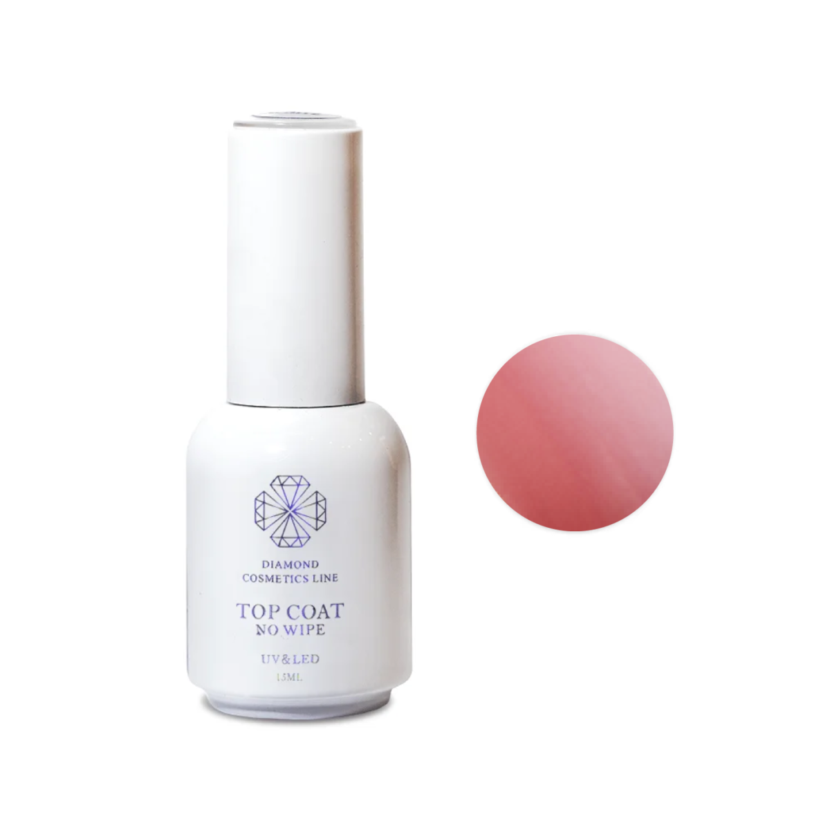 Viršutinis gelinio lako sluoksnis (top coat) „Delicate pink“, 15 ml