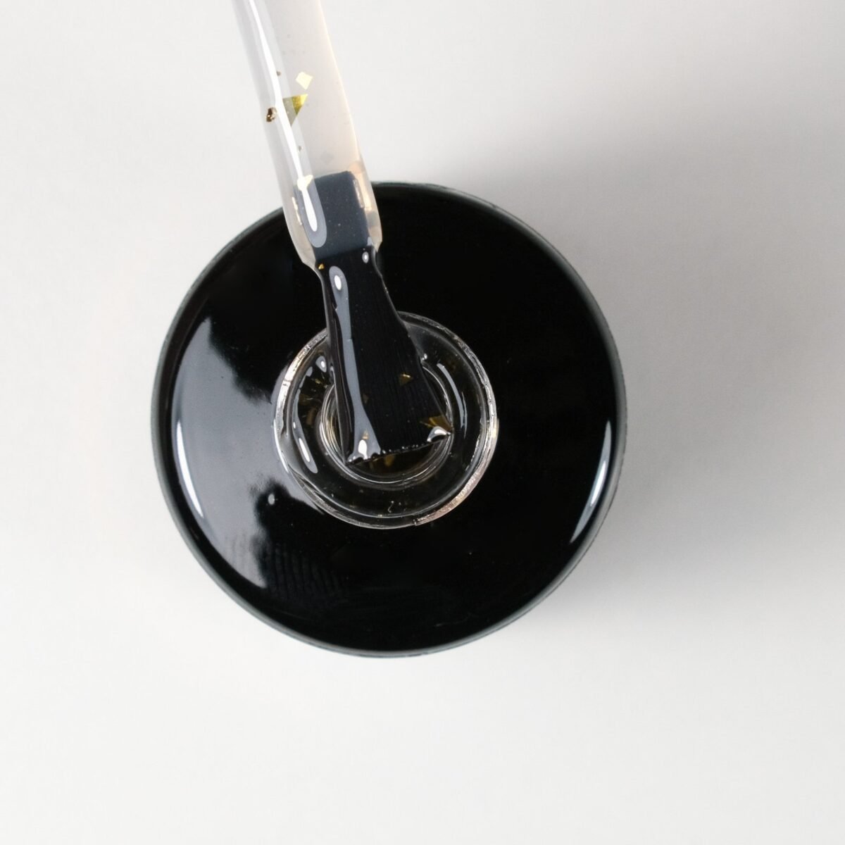 Gēla lakas virskārta (top coat), "FLAKES GOLD", 12 ml - Image 2