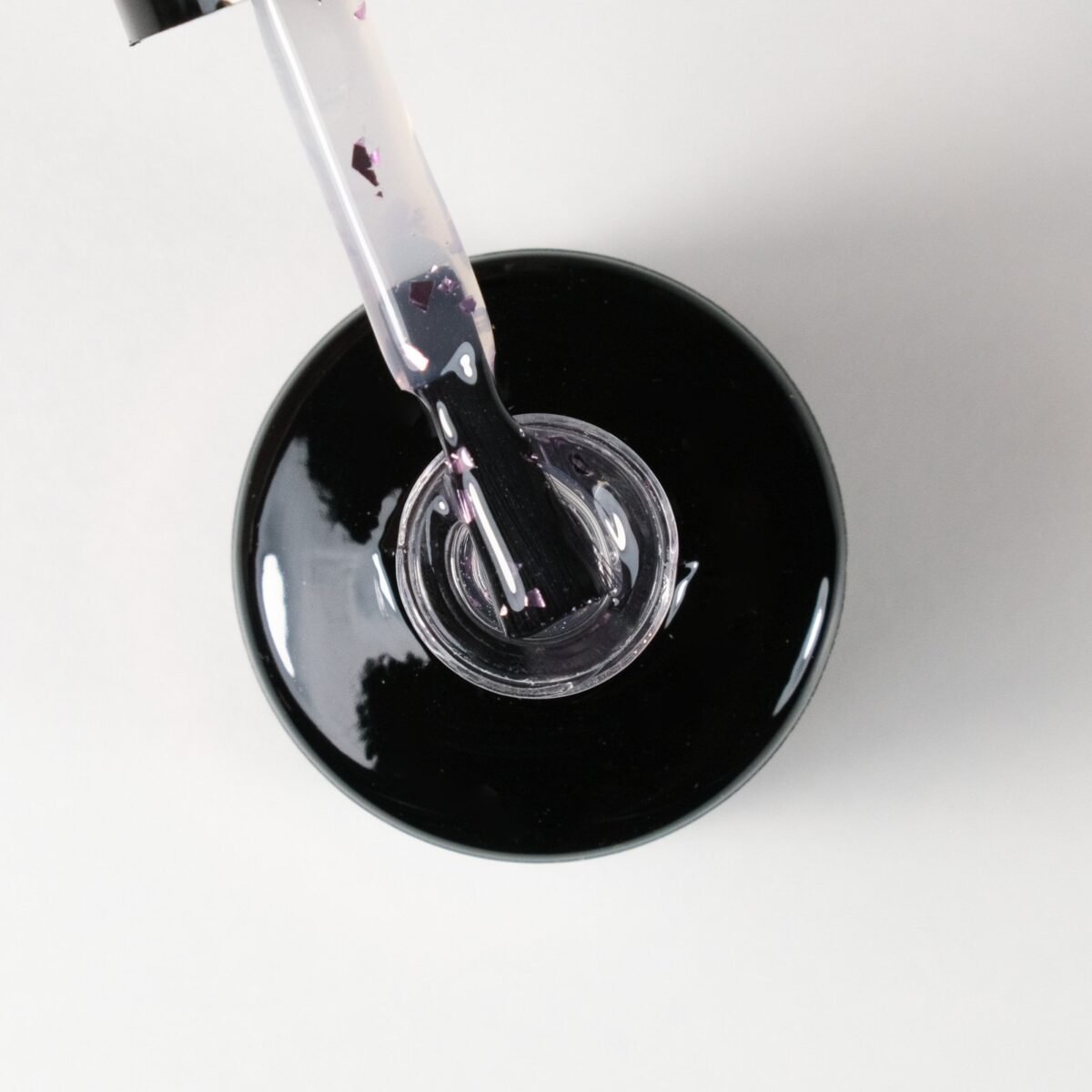 Gēla lakas virskārta (top coat), "FLAKES PINK", 12 ml - Image 2